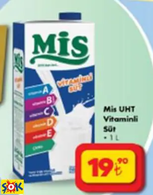 MİS UHT VİTAMİNLİ SÜT 1LT MİS UHT VİTAMİNLİ SÜT 1LT
